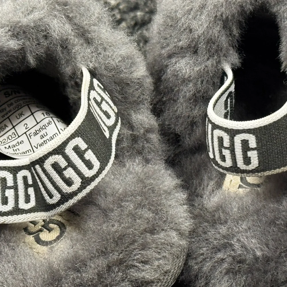 UGG Gray Fluffy Slippers